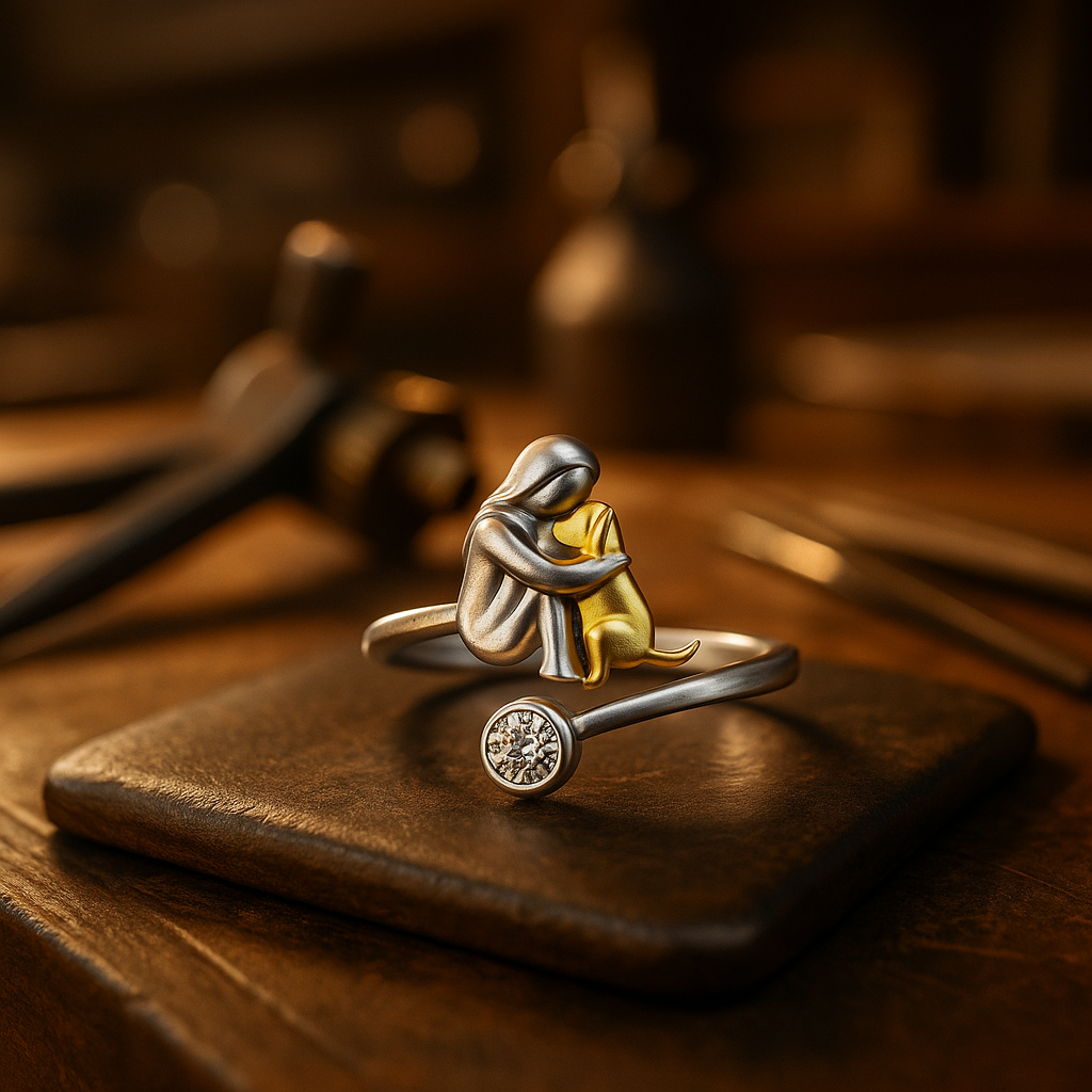 Hundering i sølv med zirkonia-sten