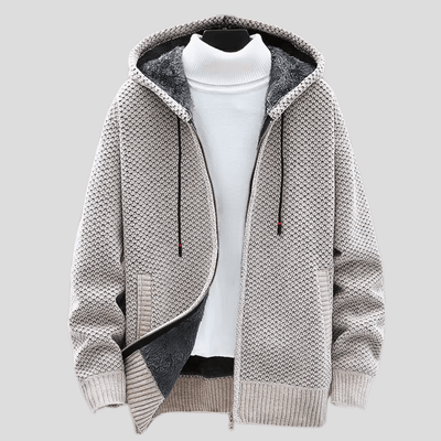 Oliver – Strik-Hoodie med Lynlås og Fleecefor