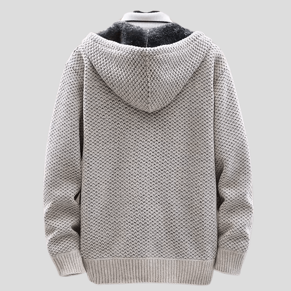 Oliver – Strik-Hoodie med Lynlås og Fleecefor