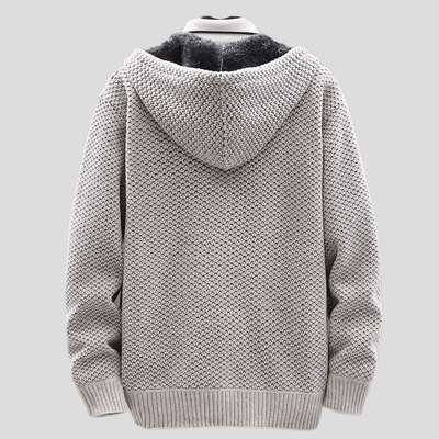 Oliver – Strik-Hoodie med Lynlås og Fleecefor