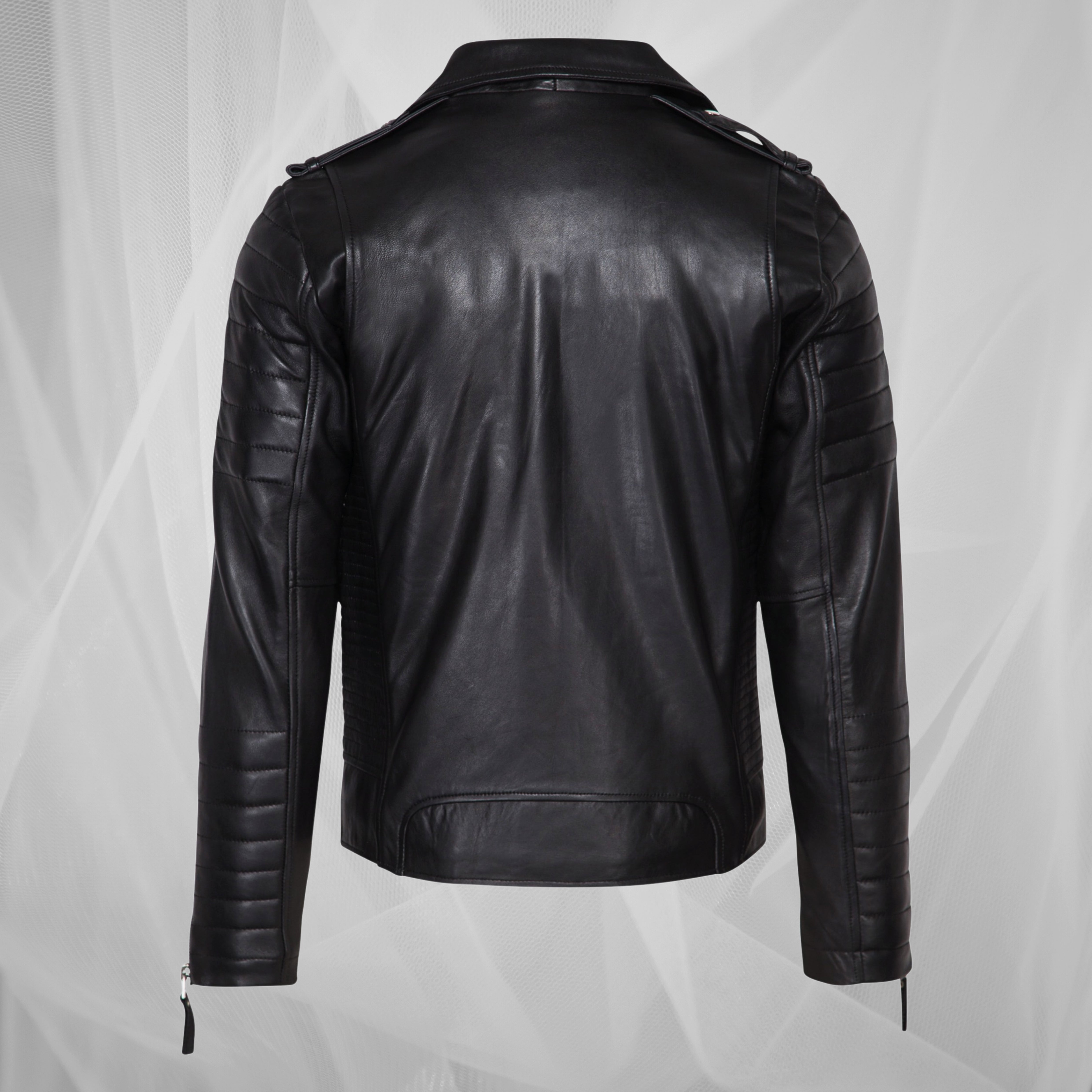 Modig lædermotorcykeljakke