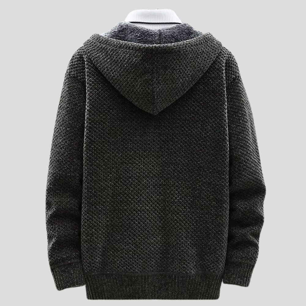 Oliver – Strik-Hoodie med Lynlås og Fleecefor