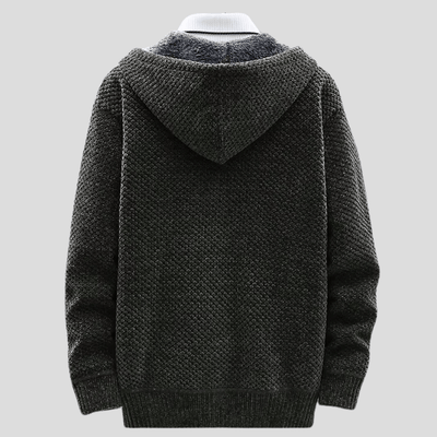 Oliver – Strik-Hoodie med Lynlås og Fleecefor