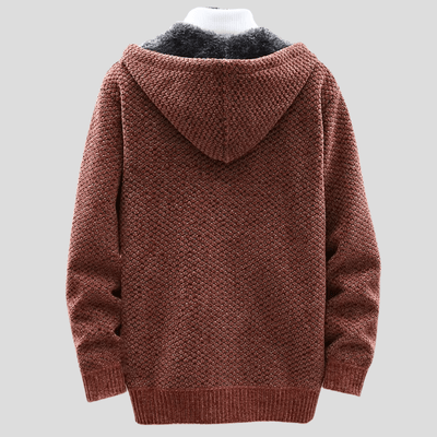Oliver – Strik-Hoodie med Lynlås og Fleecefor