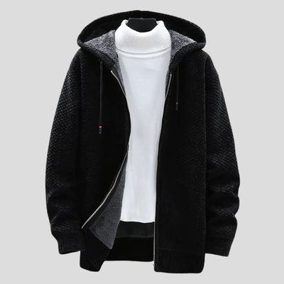 Oliver – Strik-Hoodie med Lynlås og Fleecefor