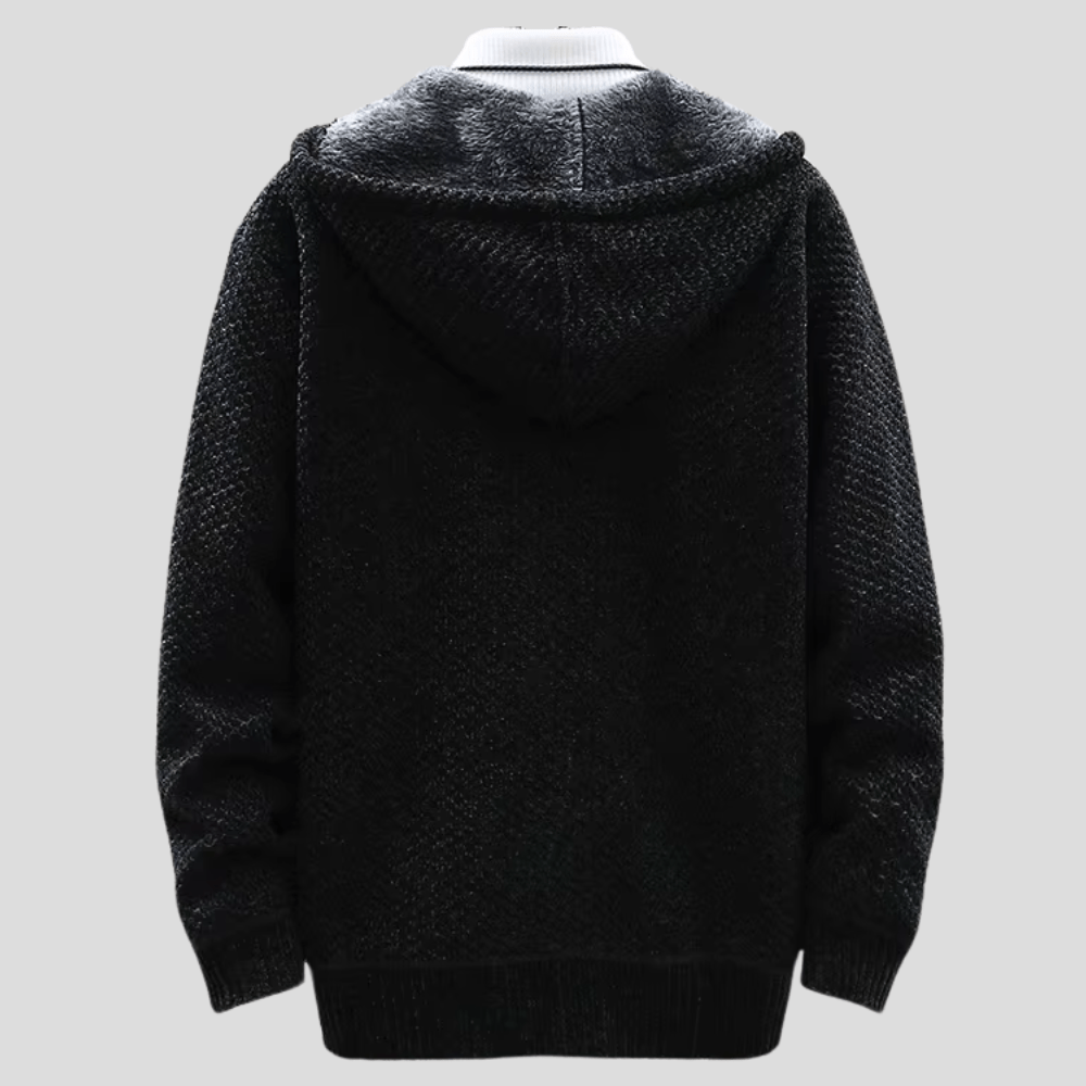Oliver – Strik-Hoodie med Lynlås og Fleecefor
