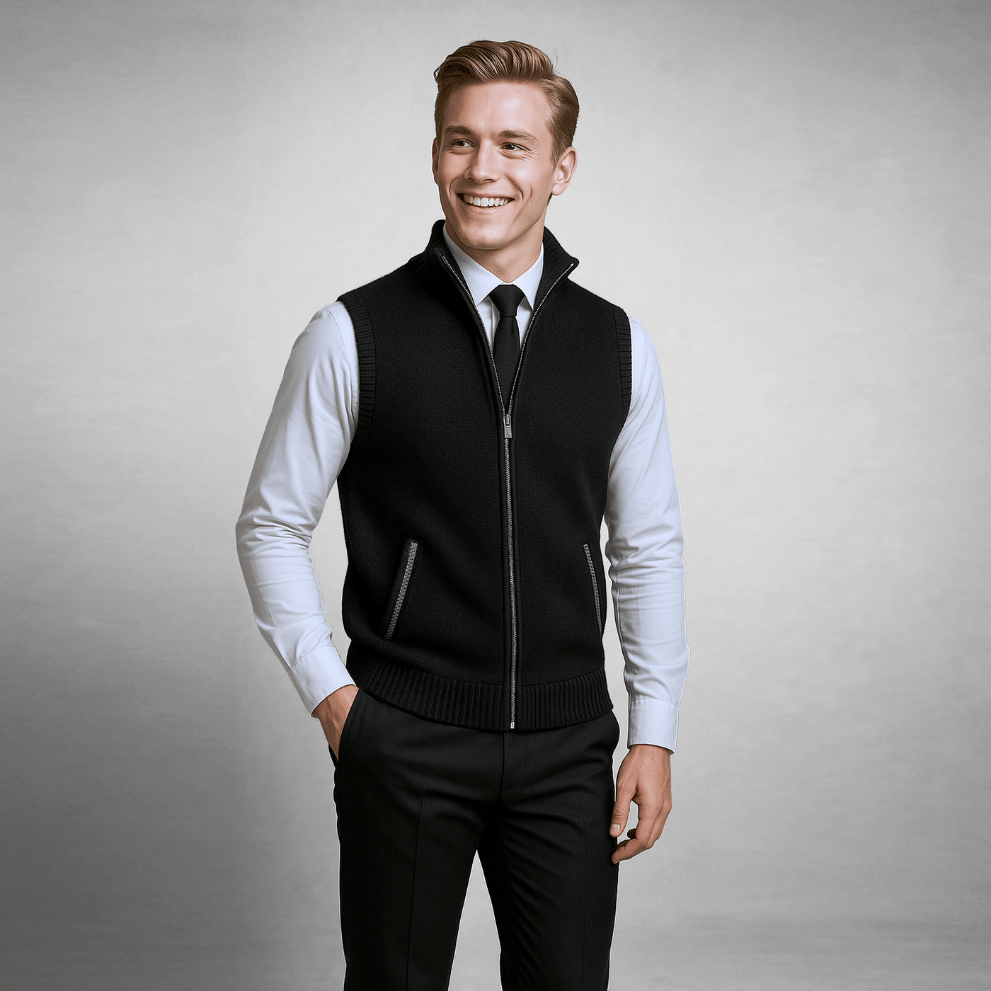 Andreas | Strikket Sweater-Vest med Lynlås