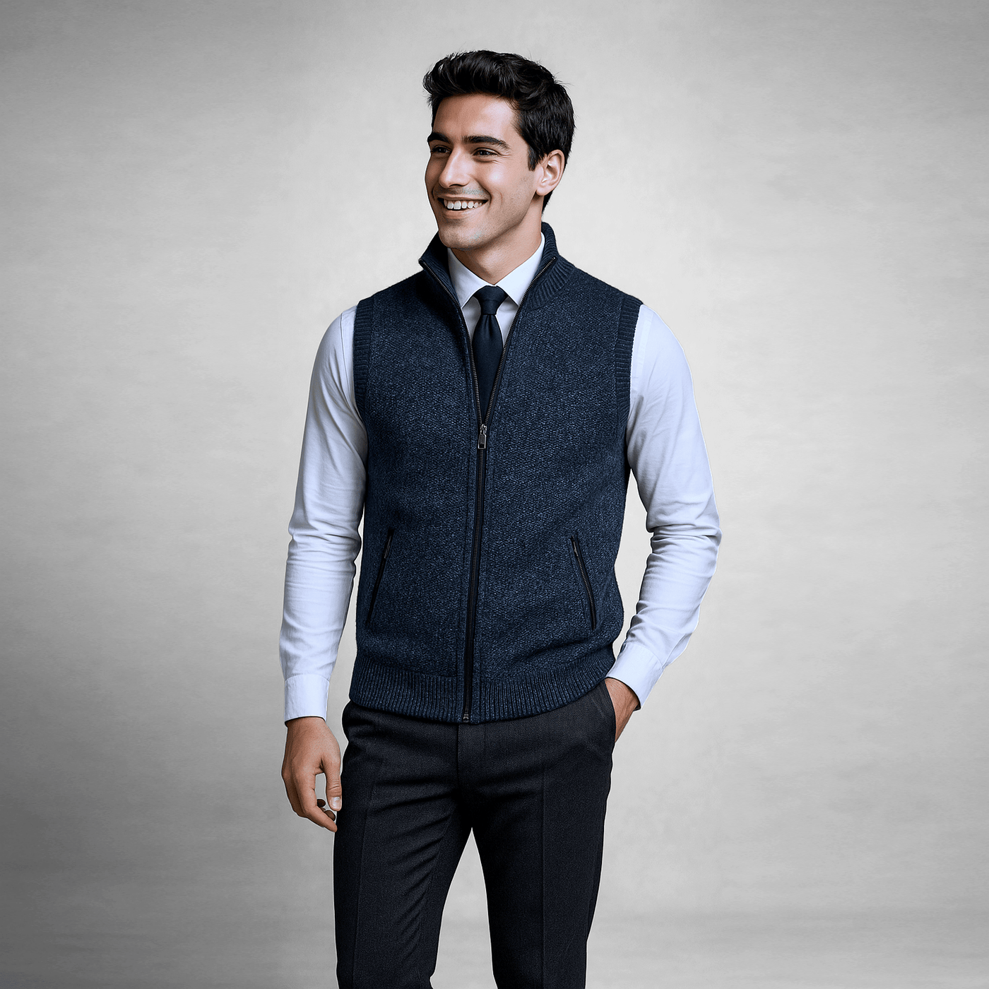 Andreas | Strikket Sweater-Vest med Lynlås