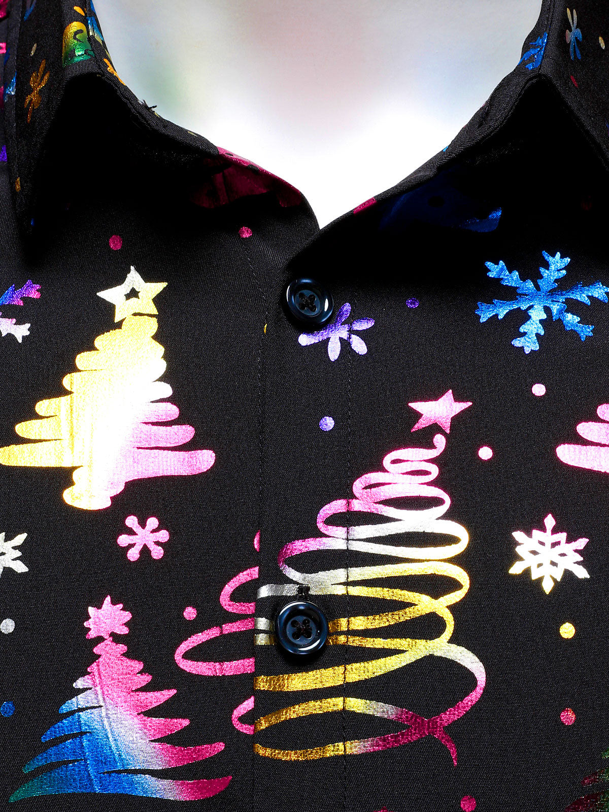 Barrett - Herreskjorte i guld med julemotiv, regular fit, sort, med lange ærmer