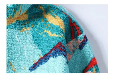 Nordic™ – Fleece Pullover med Abstrakte Bjergtoppe