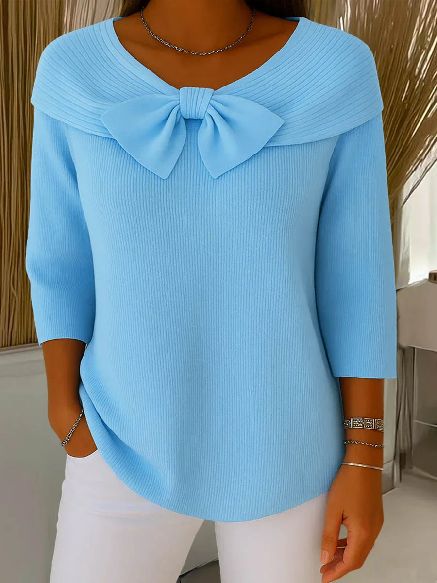 Mylie – Strikket Bluse med Rund Hals