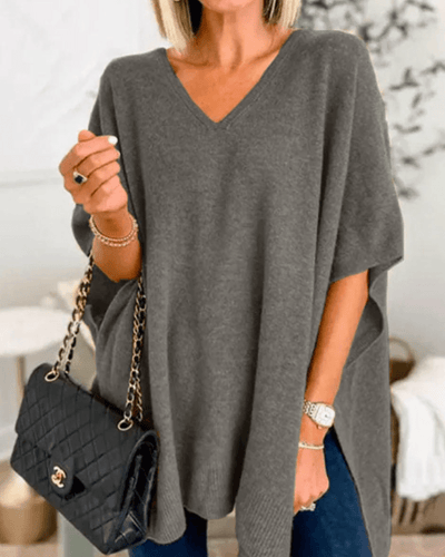 Erica | Poncho-sweater med V-hals og løs pasform