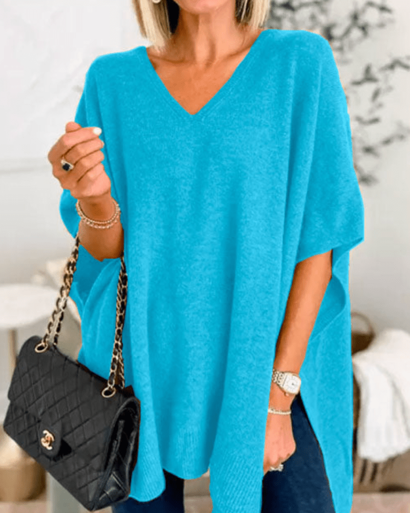 Erica | Poncho-sweater med V-hals og løs pasform