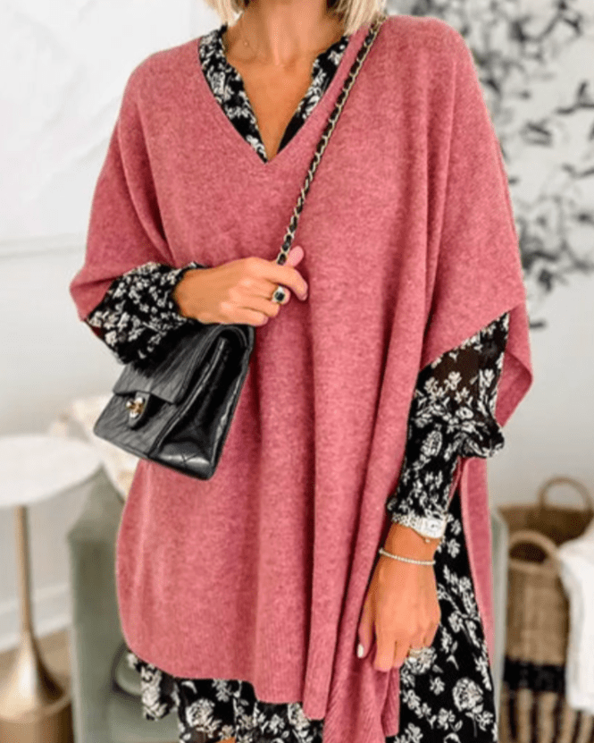 Erica | Poncho-sweater med V-hals og løs pasform