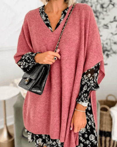 Erica | Poncho-sweater med V-hals og løs pasform