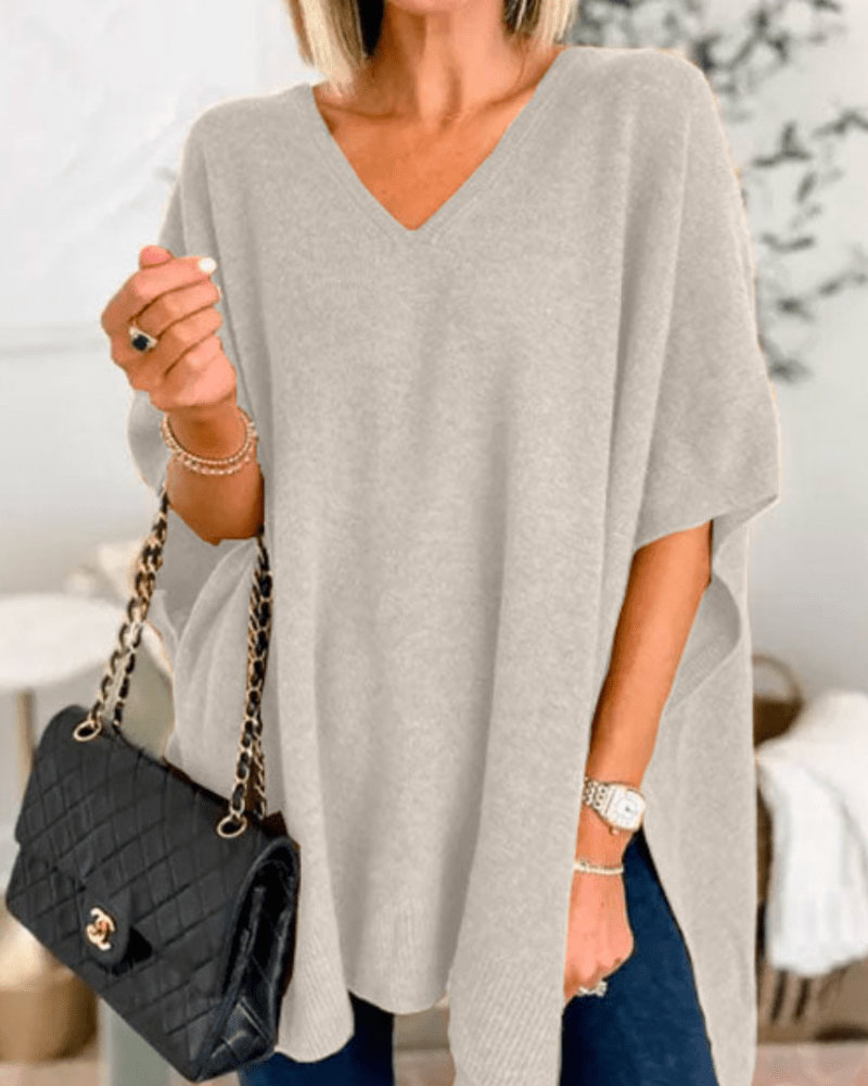 Erica | Poncho-sweater med V-hals og løs pasform