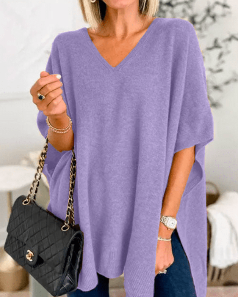 Erica | Poncho-sweater med V-hals og løs pasform