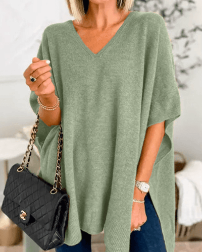 Erica | Poncho-sweater med V-hals og løs pasform