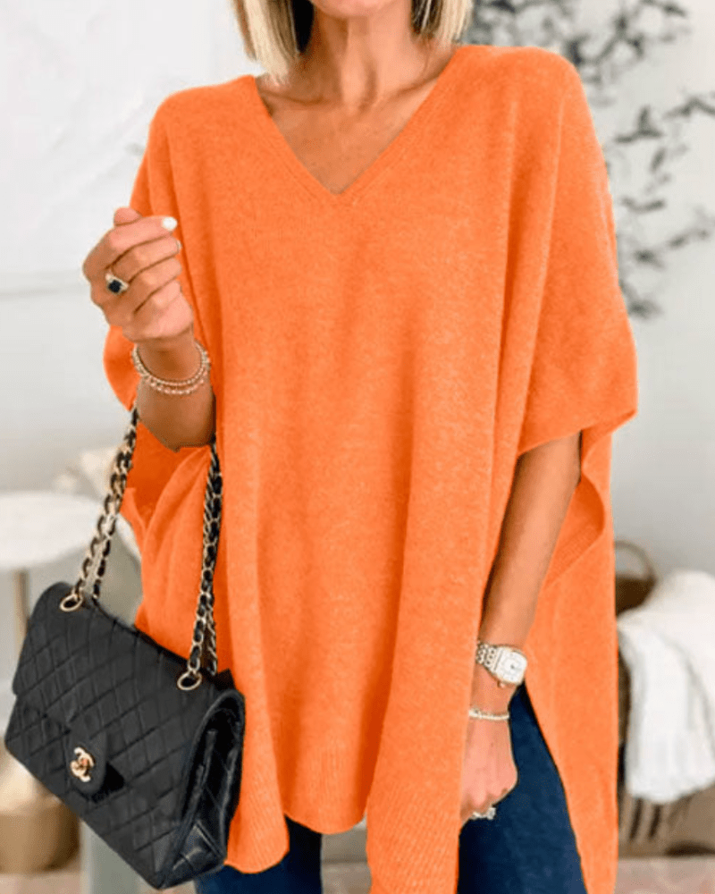Erica | Poncho-sweater med V-hals og løs pasform