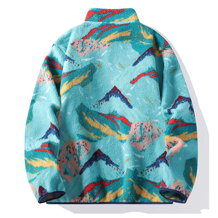 Nordic™ – Fleece Pullover med Abstrakte Bjergtoppe