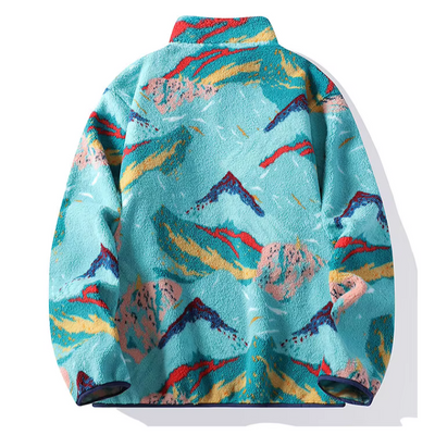 Nordic™ – Fleece Pullover med Abstrakte Bjergtoppe