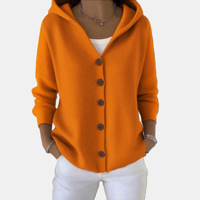 Élora | Strikket cardigan med hætte og knapper